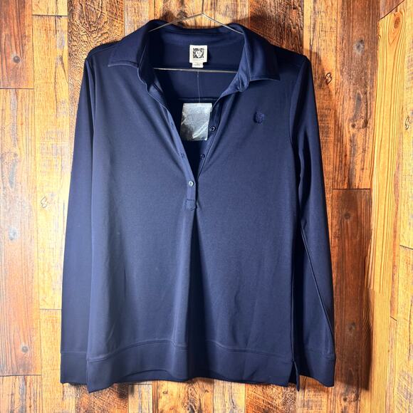 Anne Klein Tops - Anne‎ Klein Women’s Navy Long Sleeve Polo Shirt - Size Small
